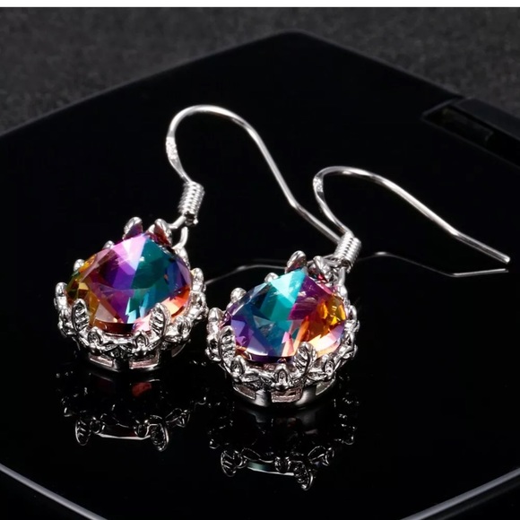 Gorgeous 925 Silver Drop Earrings  Mystic Topaz - Picture 3 of 5